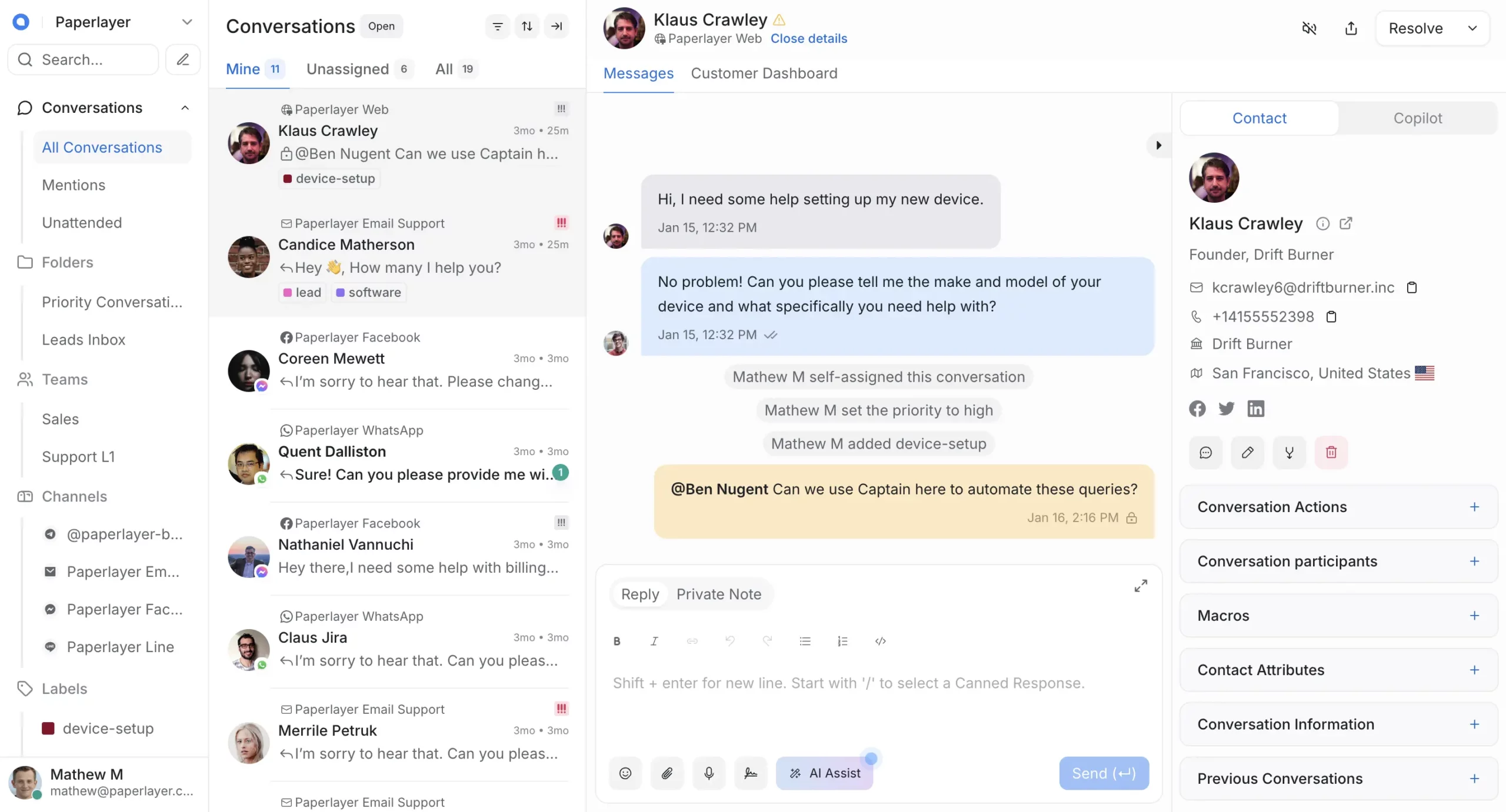chatwoot dashboard